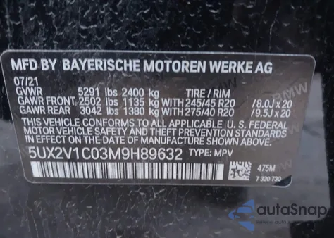 2021 BMW X4 xDrive30I z USA, uszkodzony, nr VIN 5UX2V1C03M9H89632
